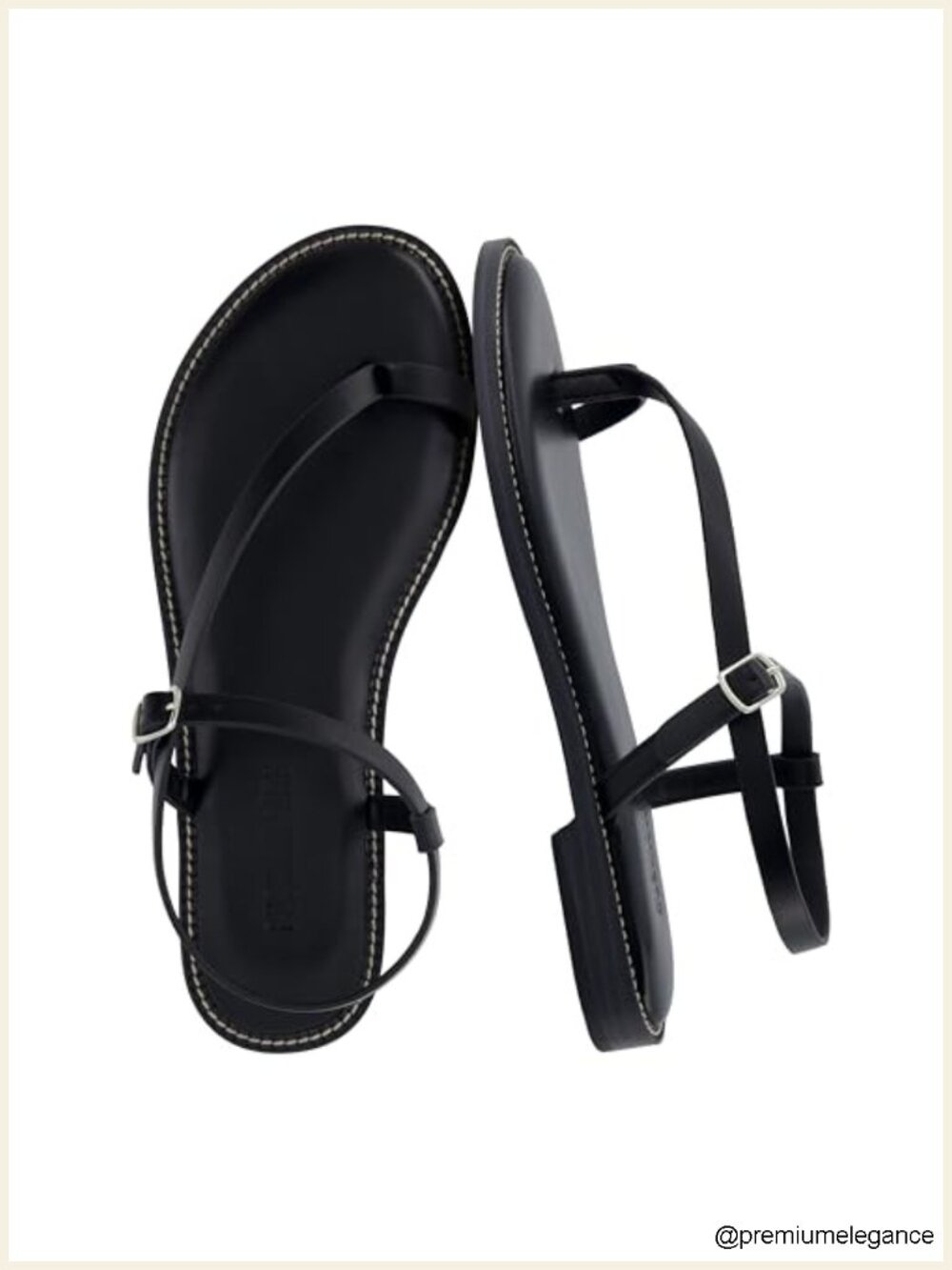 Strappy Flat Thong Sandals with Toe Loop and Adjustable Ankle Strap